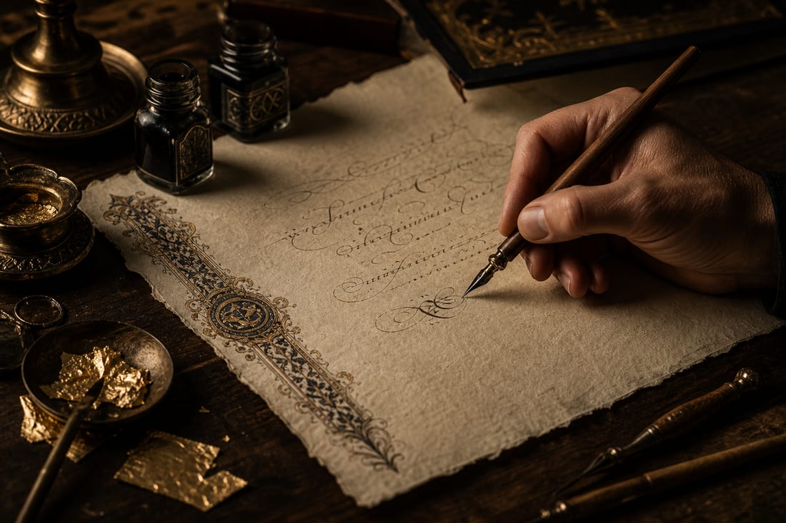 Hand-lettered calligraphy in progress
